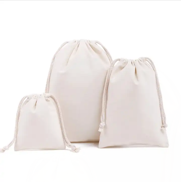 BachPartyGifts Stock Blank Cotton Drawstring Bags